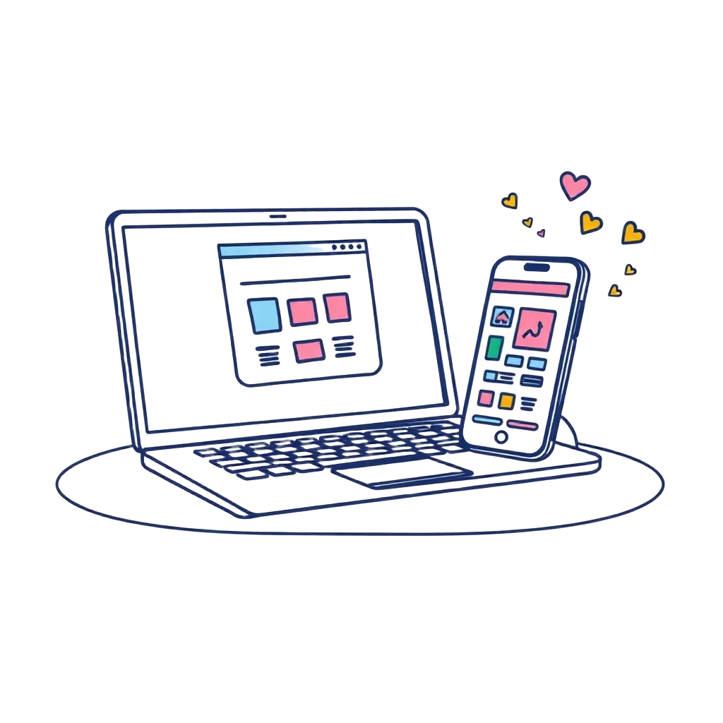 Illustration of the Mount Airy Online Family Marketplace on a laptop and smartphone